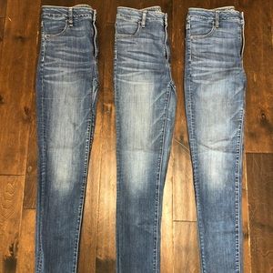 3 pair American Eagle 8 Long Super Hi-Rise Jegging